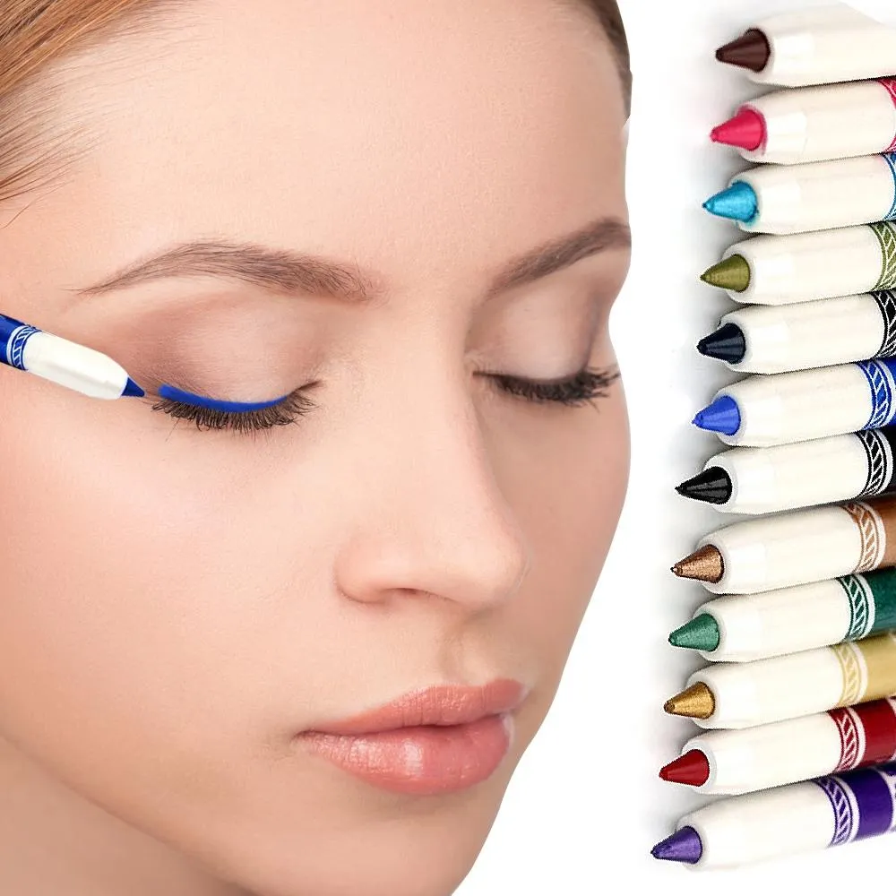 12-Pack: Professional Vivid Multi-Color Eye and Lip Liner Pencil Set