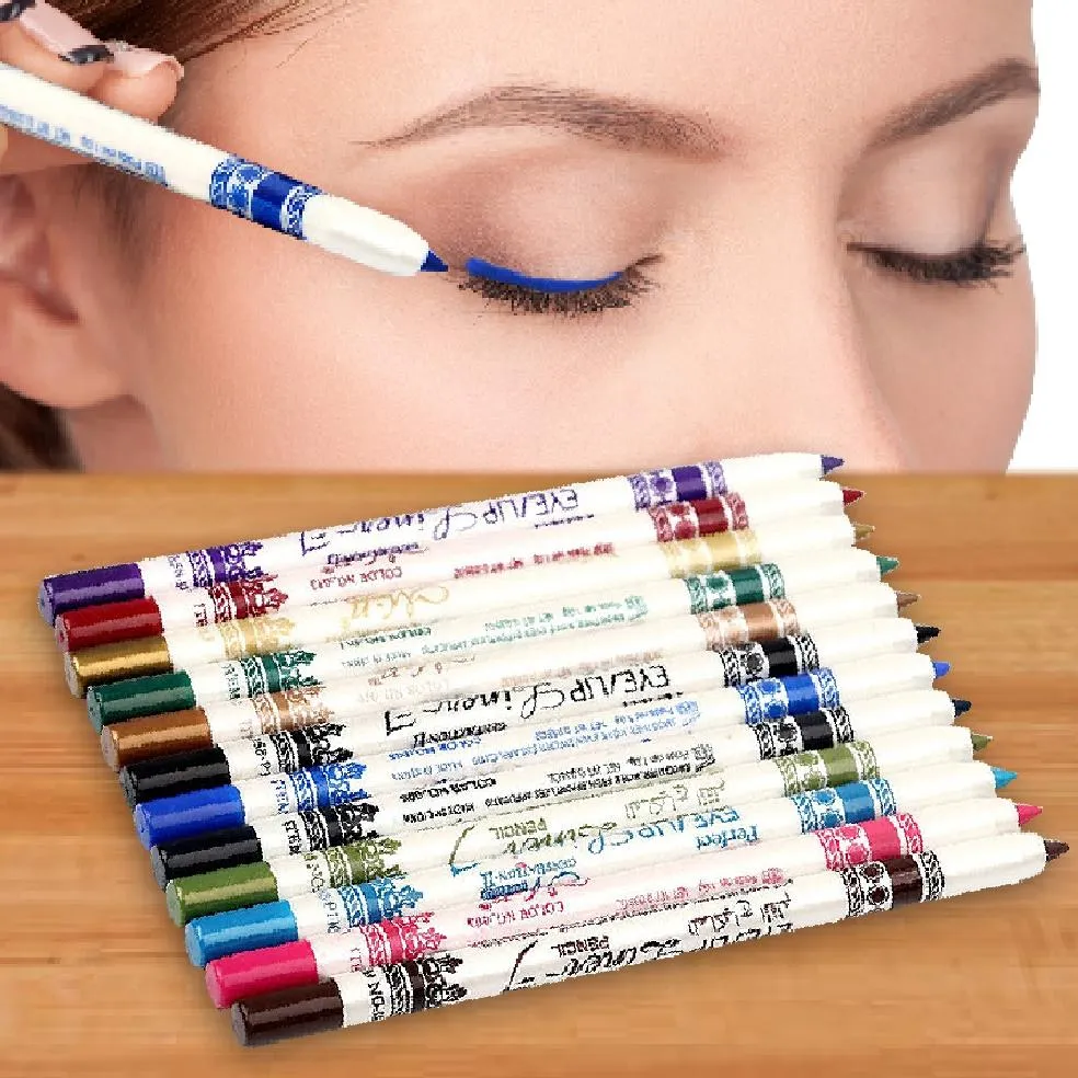 12-Pack: Professional Vivid Multi-Color Eye and Lip Liner Pencil Set