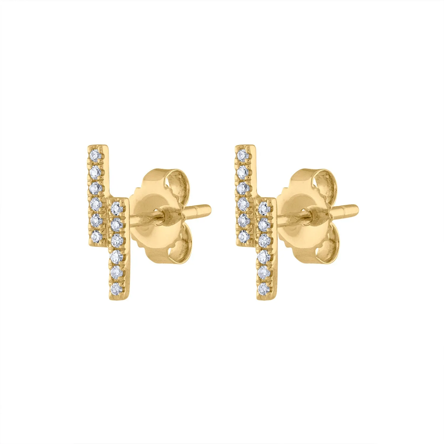 14KT GOLD DIAMOND TWO LINE EARRING