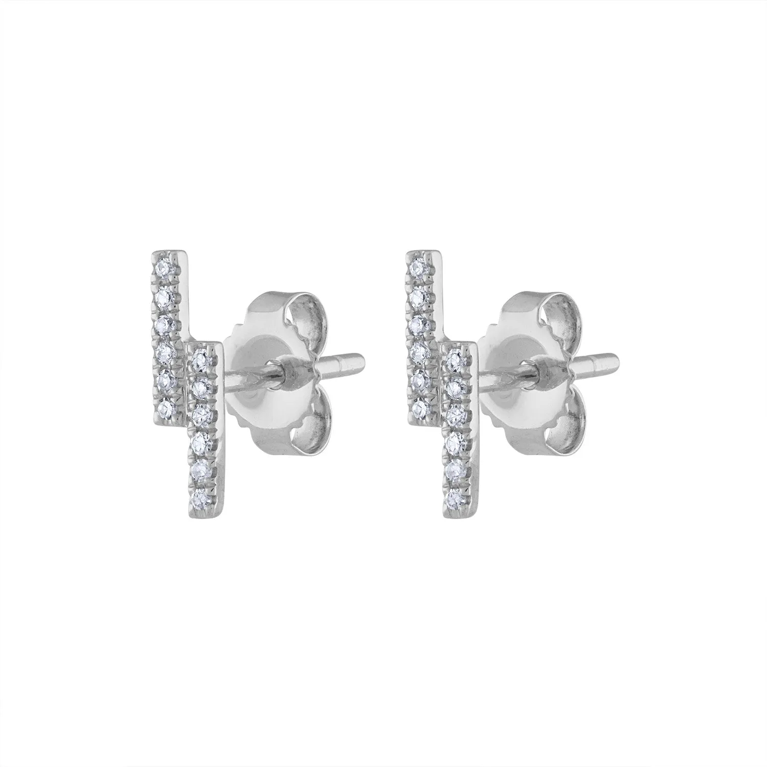 14KT GOLD DIAMOND TWO LINE EARRING