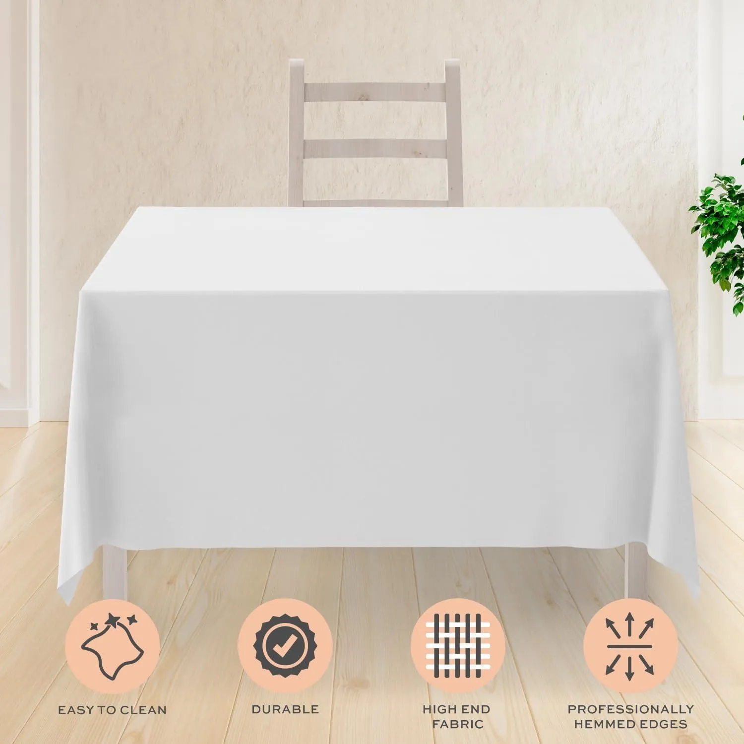 2 Square Tablecloth Covers 52x52 Inch Table Cloths for Square or Round Table