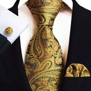 3Pcs Men's Classic Paisley Floral Necktie Set