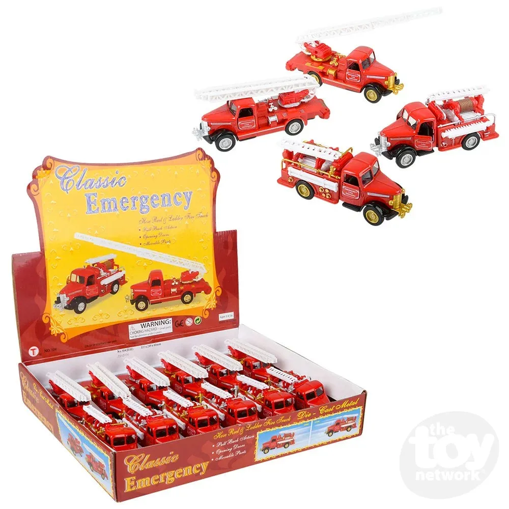 5" Die-Cast Pull Back Classic Fire Truck