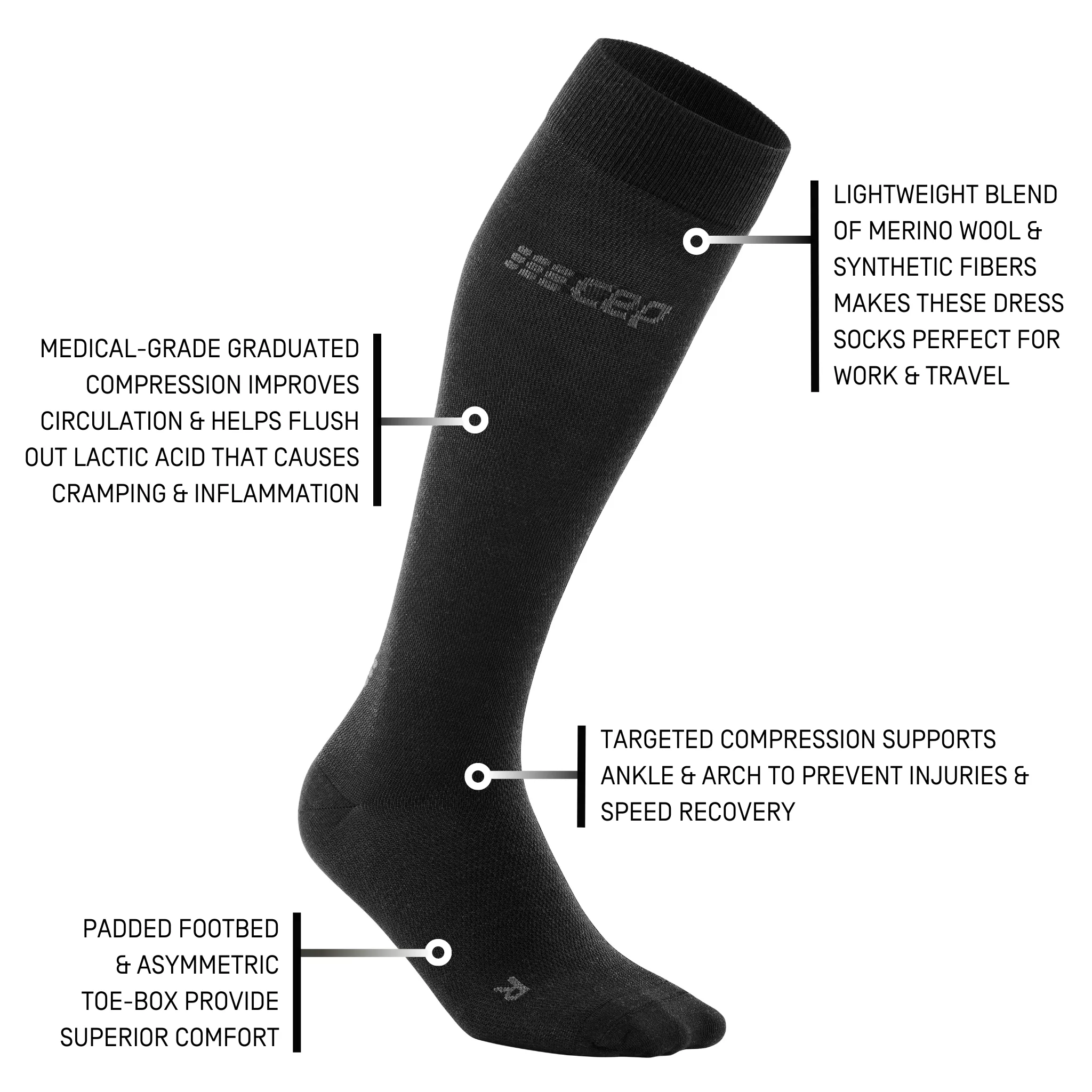 Allday Merino Tall Compression Socks, Women