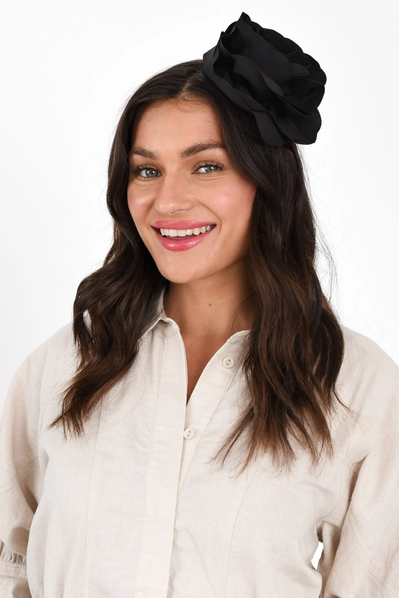 Amia Black Flower Fascinator