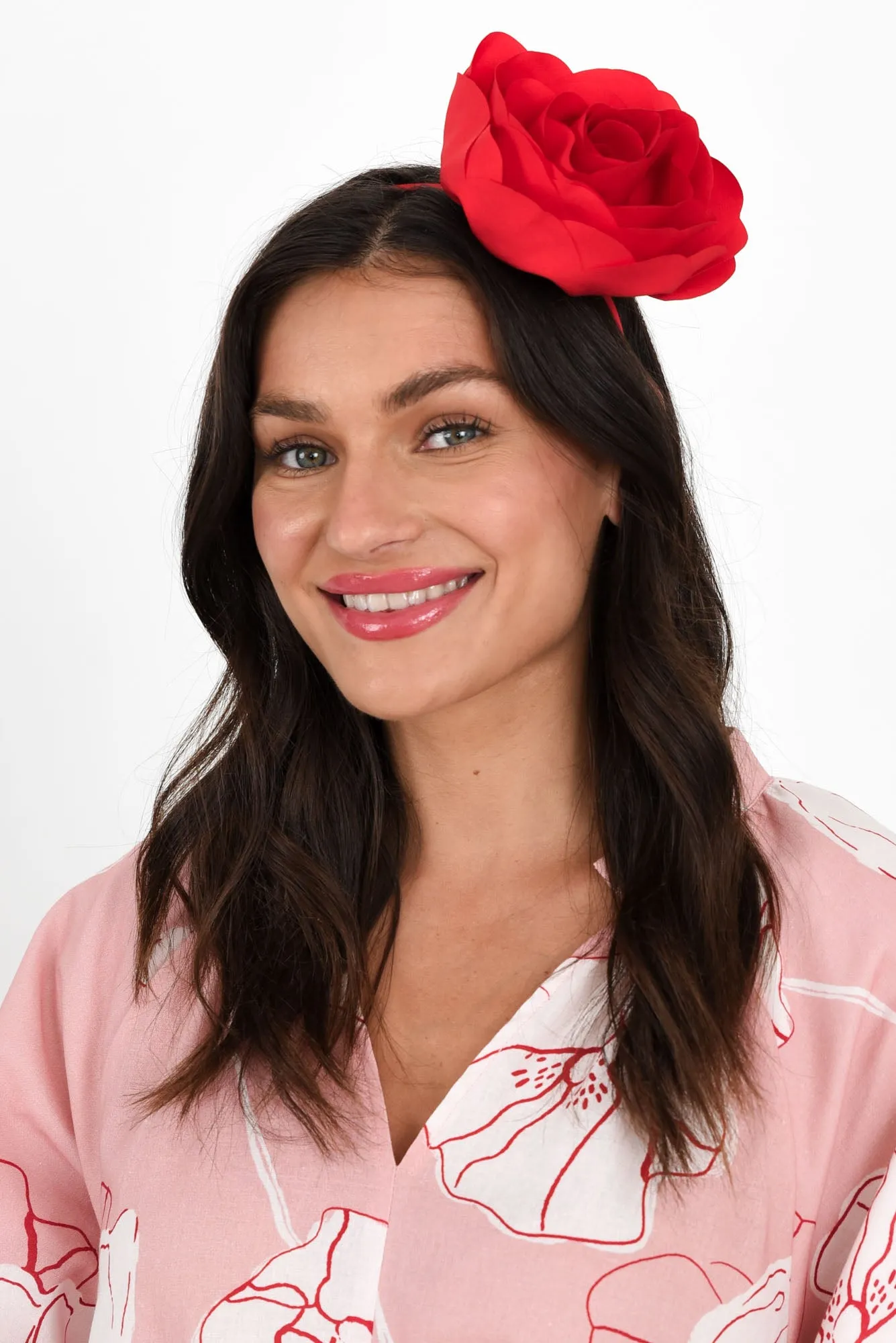 Amy Red Flower Fascinator