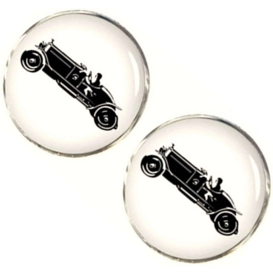 Bassin and Brown Vintage Motor Cycle Cufflinks - White/Black