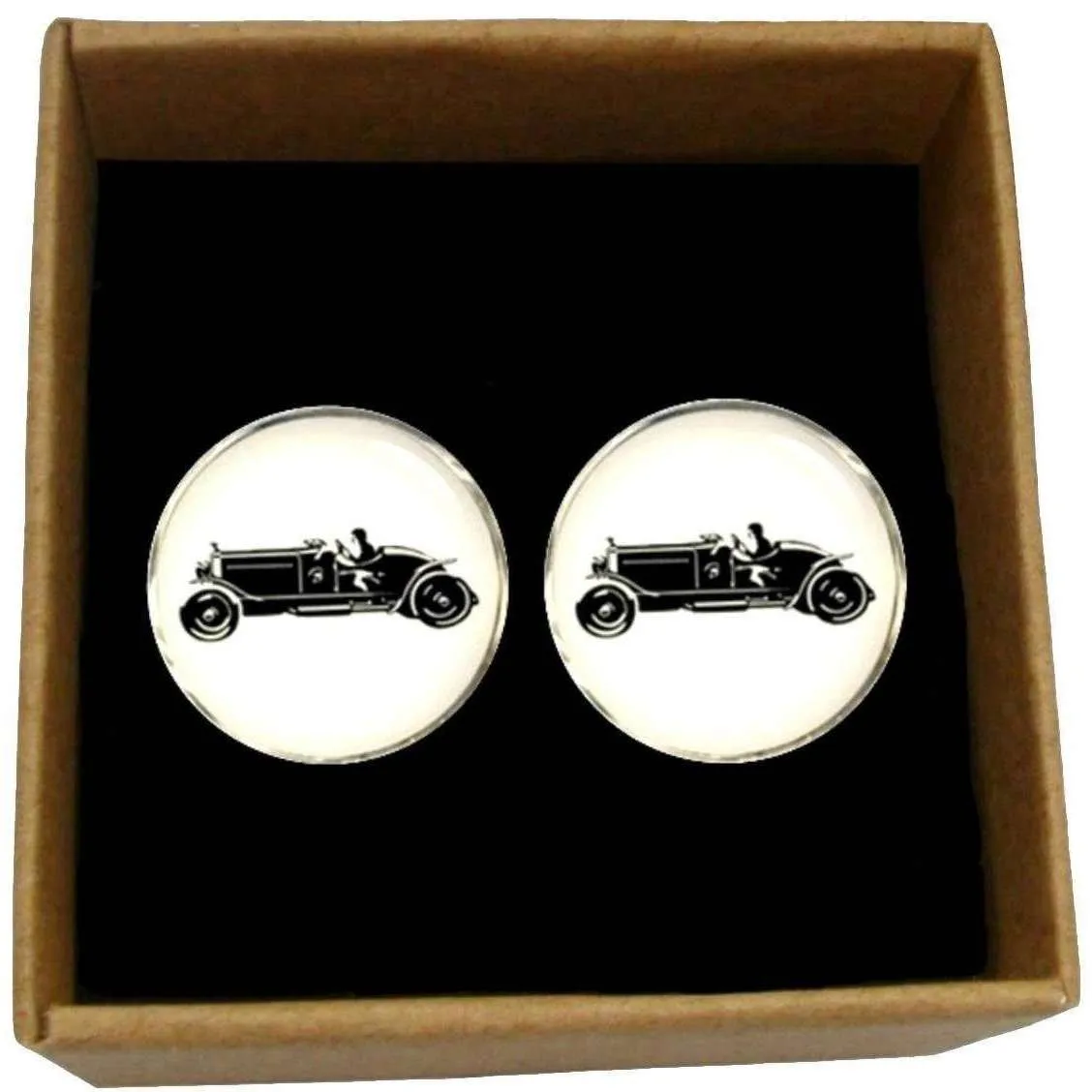 Bassin and Brown Vintage Motor Cycle Cufflinks - White/Black