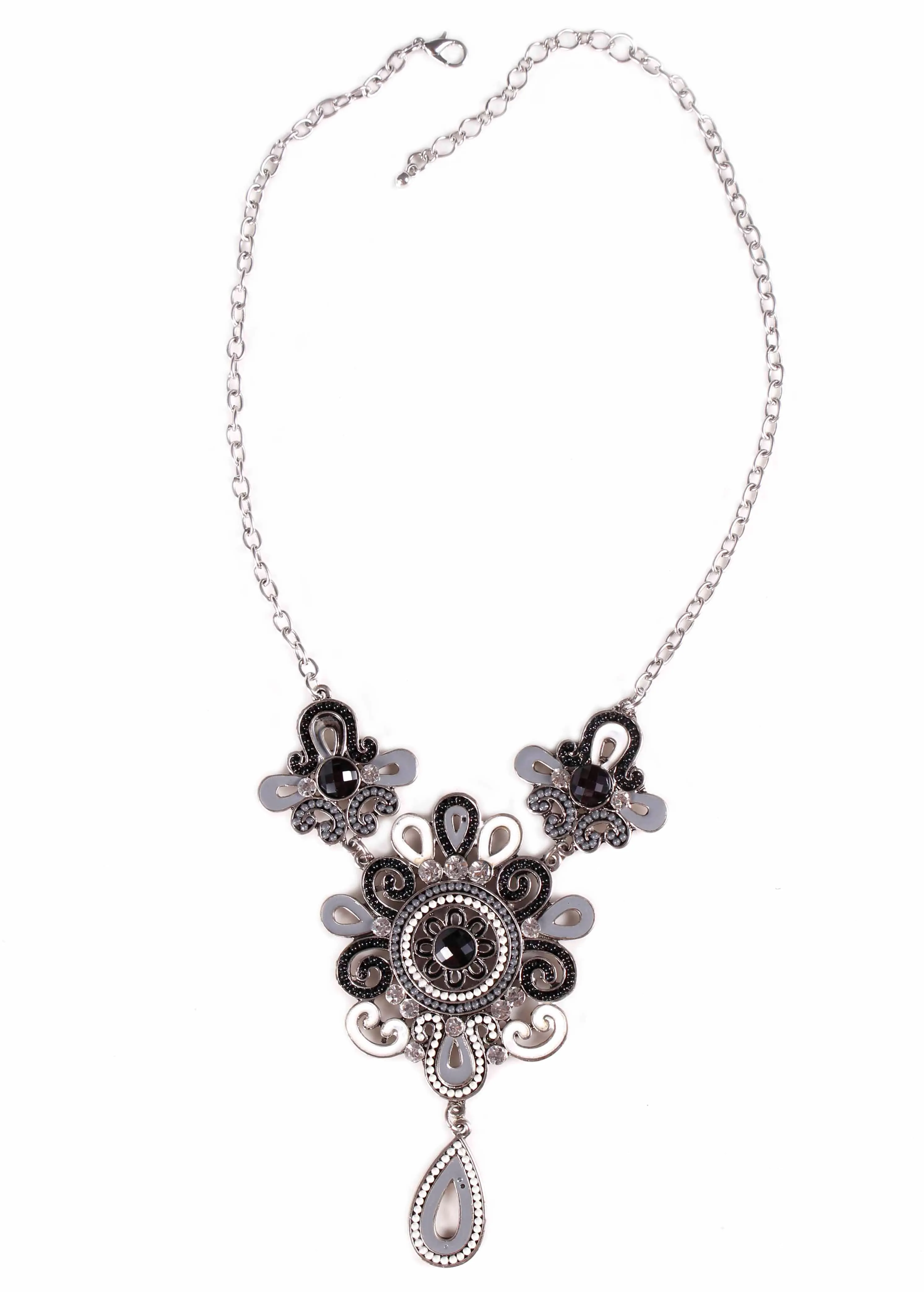 Belly Dance Flower Drop Chain Necklace | Mirrored Stone