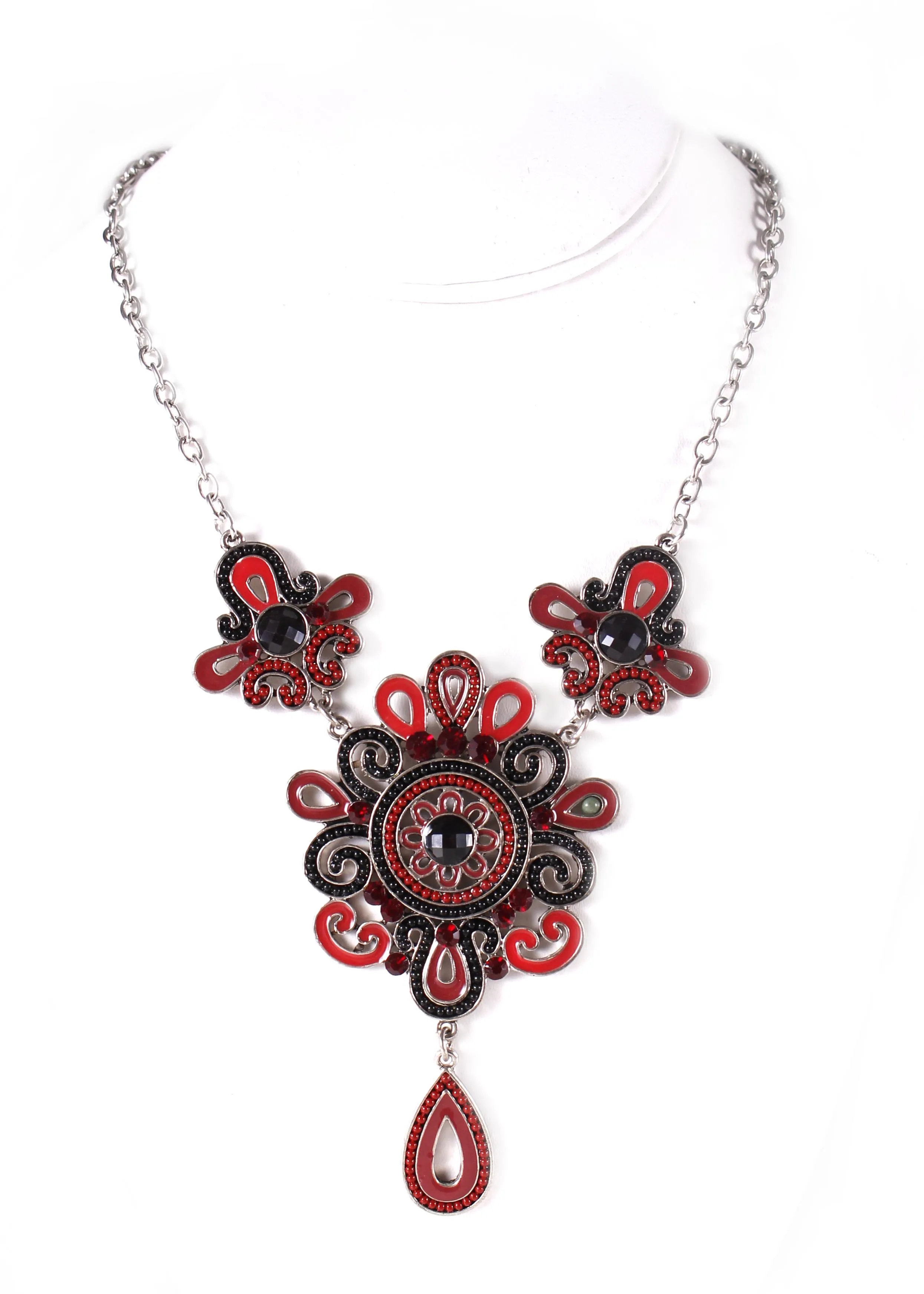 Belly Dance Flower Drop Chain Necklace | Mirrored Stone