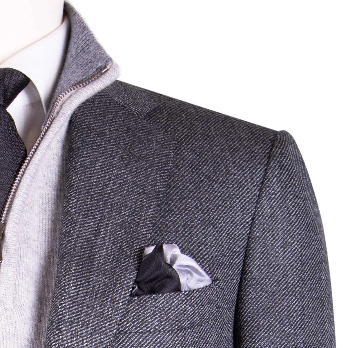 Black & Grey Weave Wool Jacket