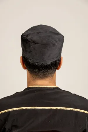 Black Velvet Topi Kufi Islamic Prayer Hat Exclusive Design