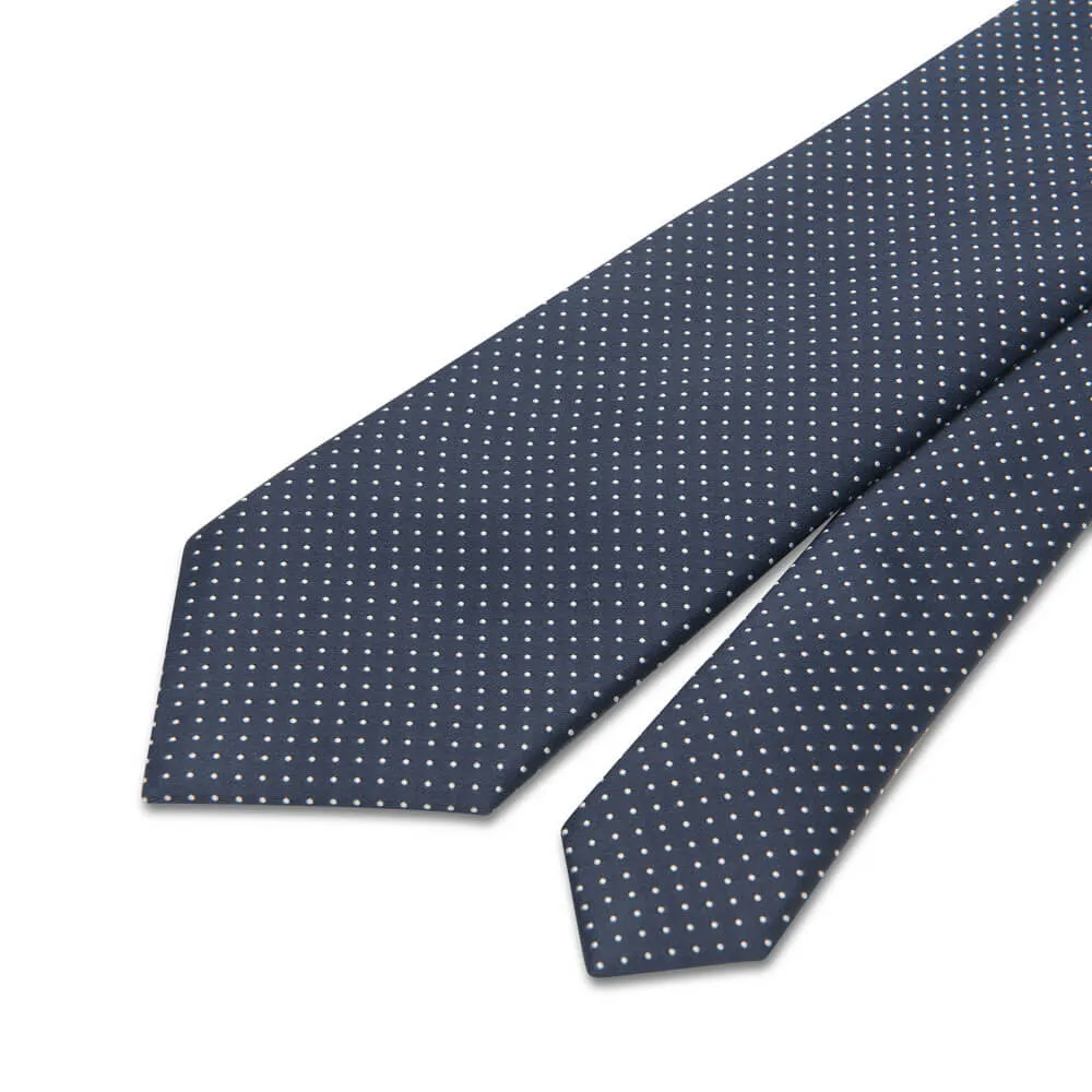 Blue Dot Motif Woven Silk Tie