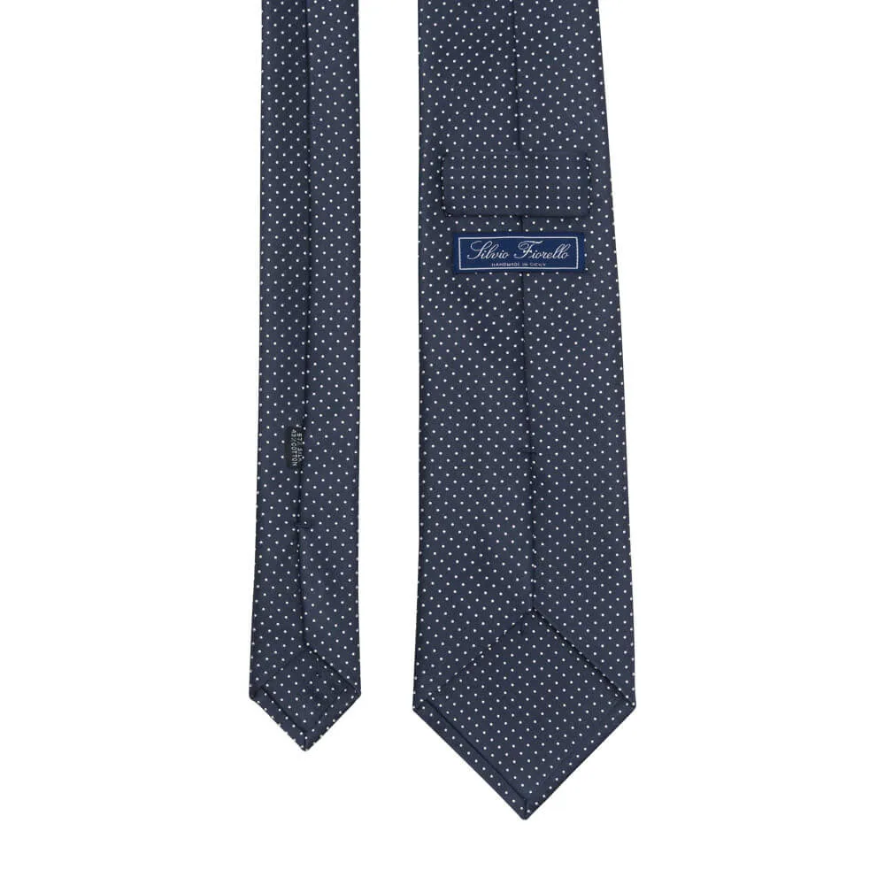 Blue Dot Motif Woven Silk Tie