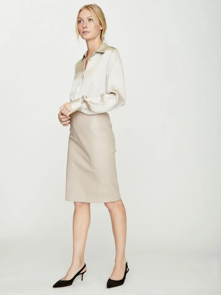 Brochu Walker - The Drew Leather Skirt in Nude