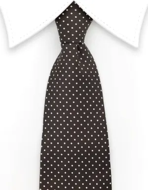 Brown & White Pin Dot Necktie