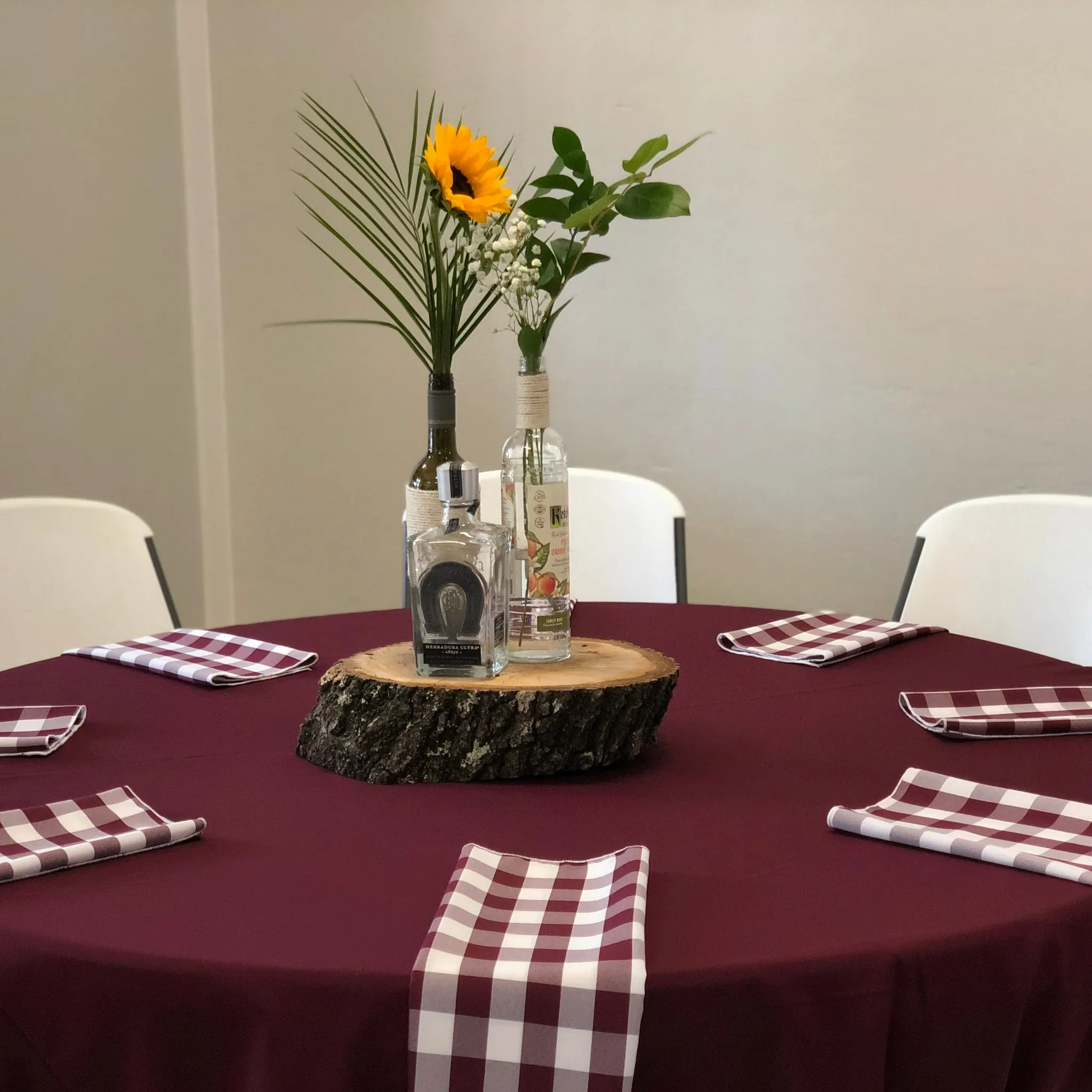 Burgundy <br> Polyester Round Tablecloth