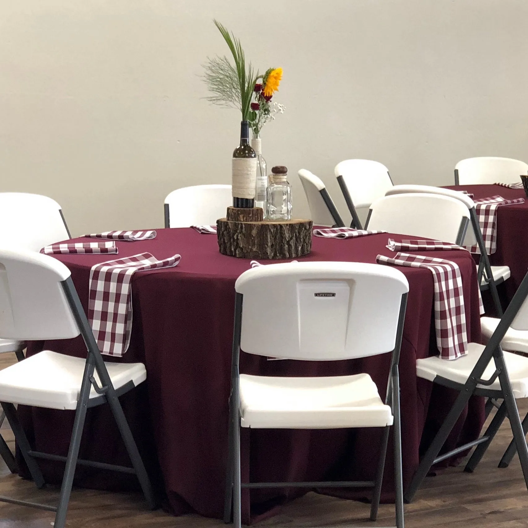 Burgundy <br> Polyester Round Tablecloth