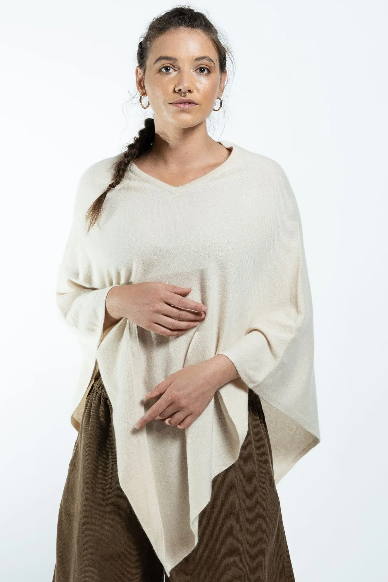 Cashmere Poncho - Oatmeal