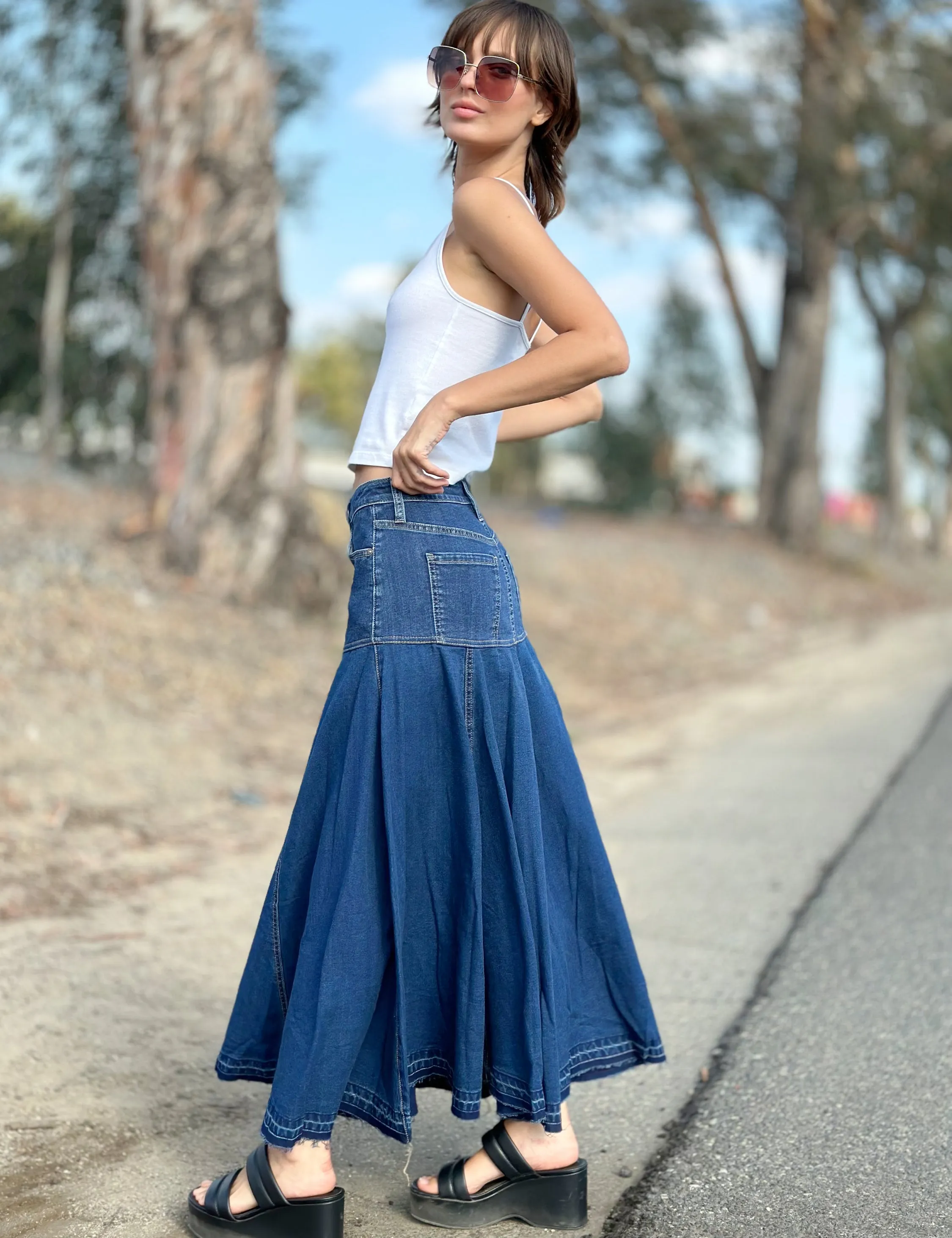 Charlie Denim Maxi Skirt