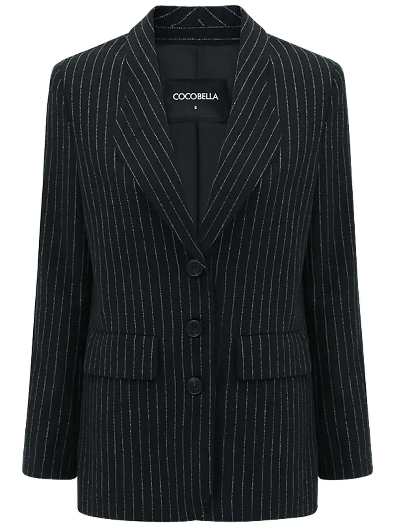 Classic Black Pinstripe Tailored Blazer