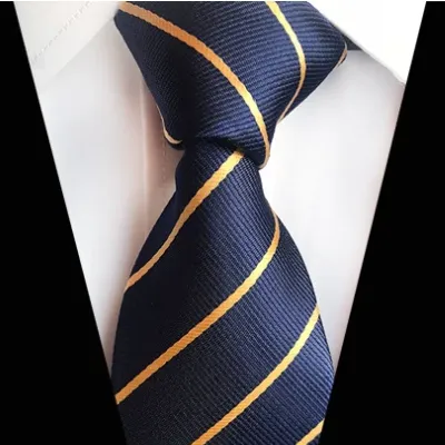 Classy Men Classic Blue Gold Striped Silk Tie