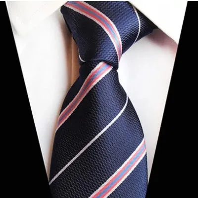 Classy Men Classic Blue Pink Striped Silk Tie