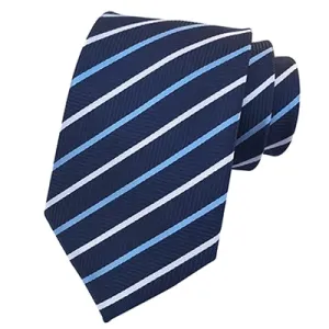 Classy Men Classic Navy Blue Striped Silk Tie