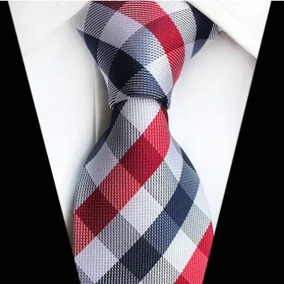 Classy Men Classic Red Blue Check Silk Tie