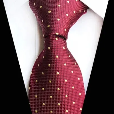 Classy Men Classic Red Mini Dot Silk Tie