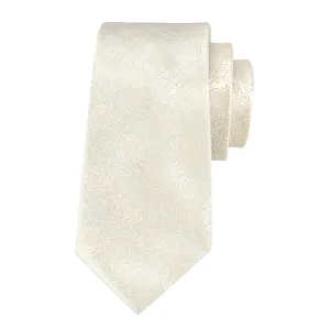 Classy Men Silver Champagne Floral Silk Tie