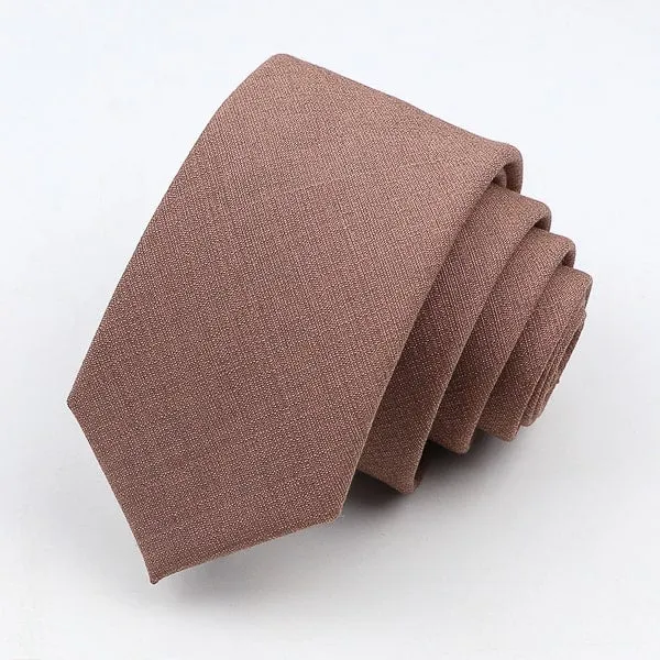 Classy Men Solid Caramel Brown Skinny Tie