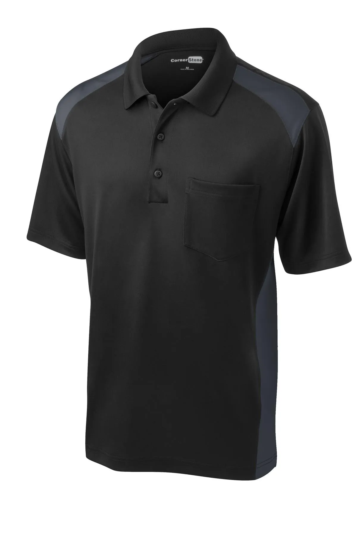 CornerStone Men's Select Snag-Proof Two Way Colorblock Pocket Polo. CS416