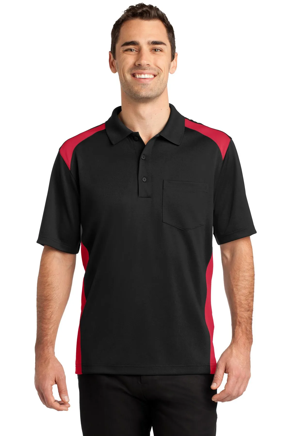 CornerStone Men's Select Snag-Proof Two Way Colorblock Pocket Polo. CS416