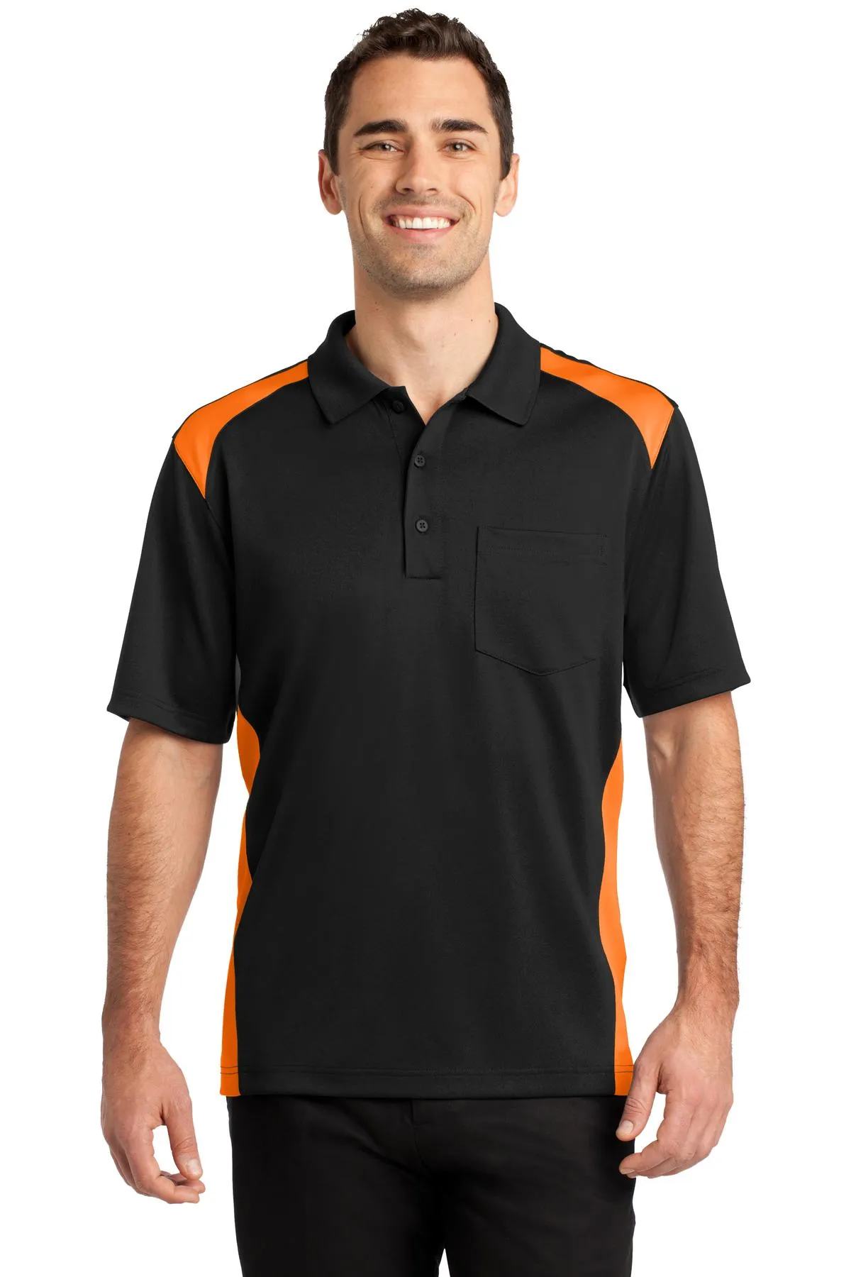 CornerStone Men's Select Snag-Proof Two Way Colorblock Pocket Polo. CS416