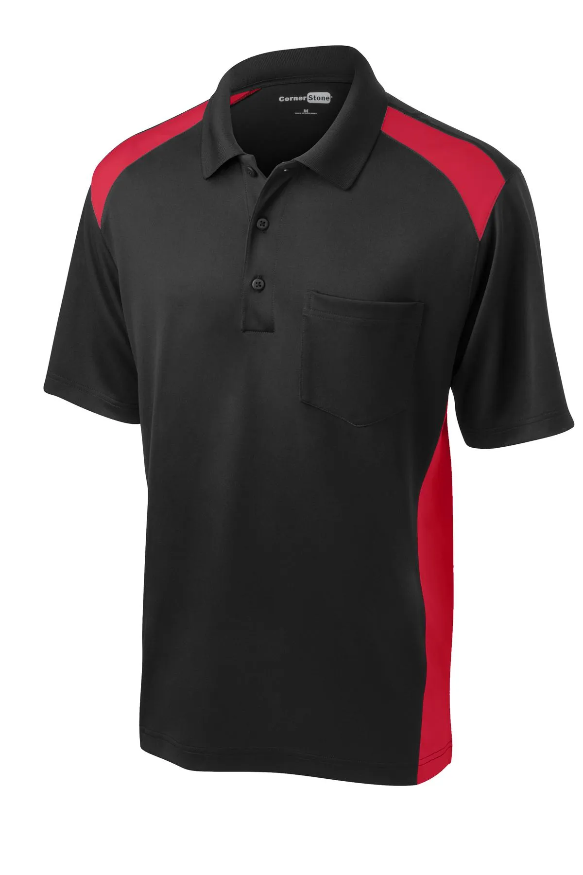 CornerStone Men's Select Snag-Proof Two Way Colorblock Pocket Polo. CS416