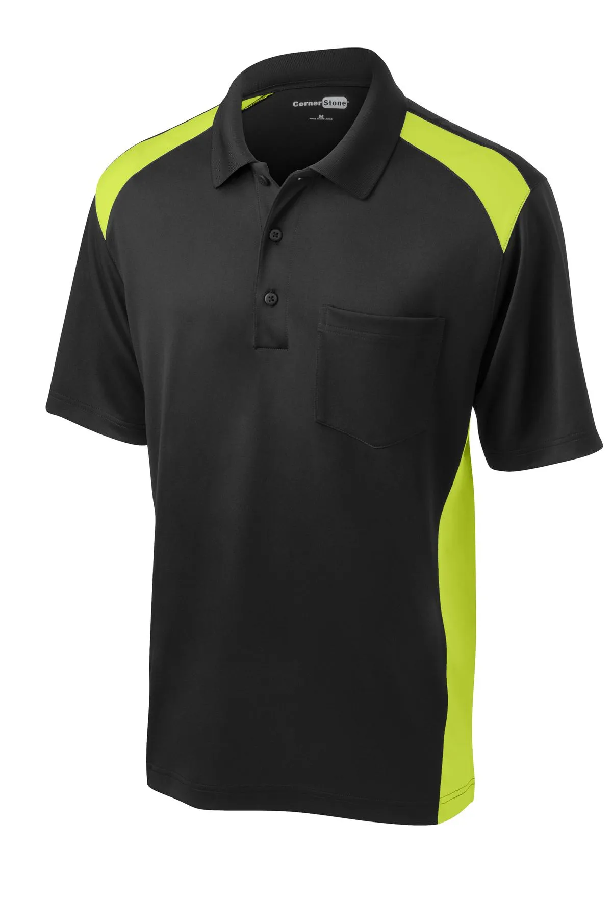 CornerStone Men's Select Snag-Proof Two Way Colorblock Pocket Polo. CS416