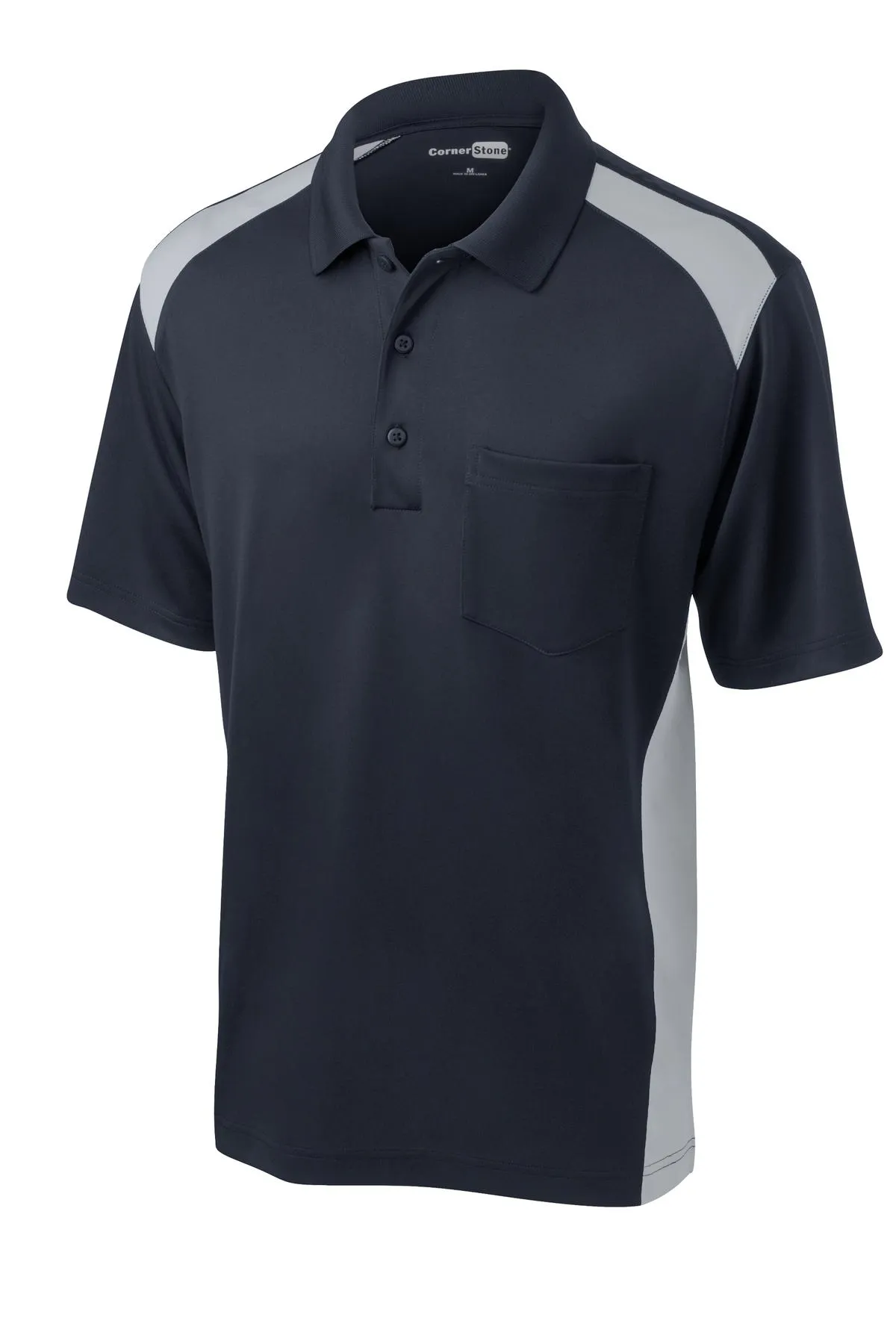 CornerStone Men's Select Snag-Proof Two Way Colorblock Pocket Polo. CS416