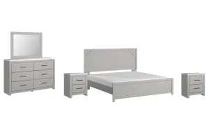 Cottonburg King Panel Bed with Mirrored Dresser and 2 Nightstands