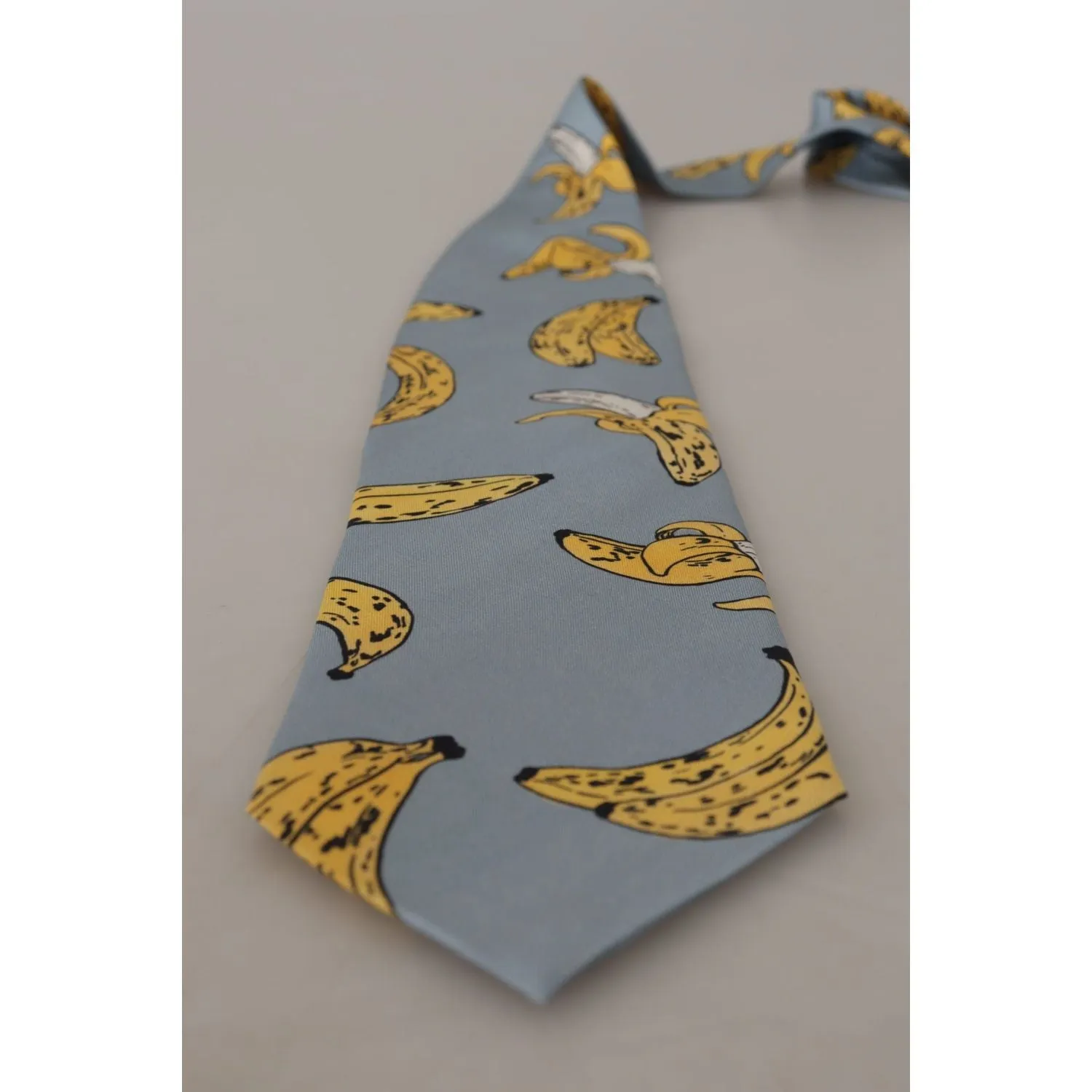 Dolce & Gabbana Elegant Blue Banana Print Silk Tie