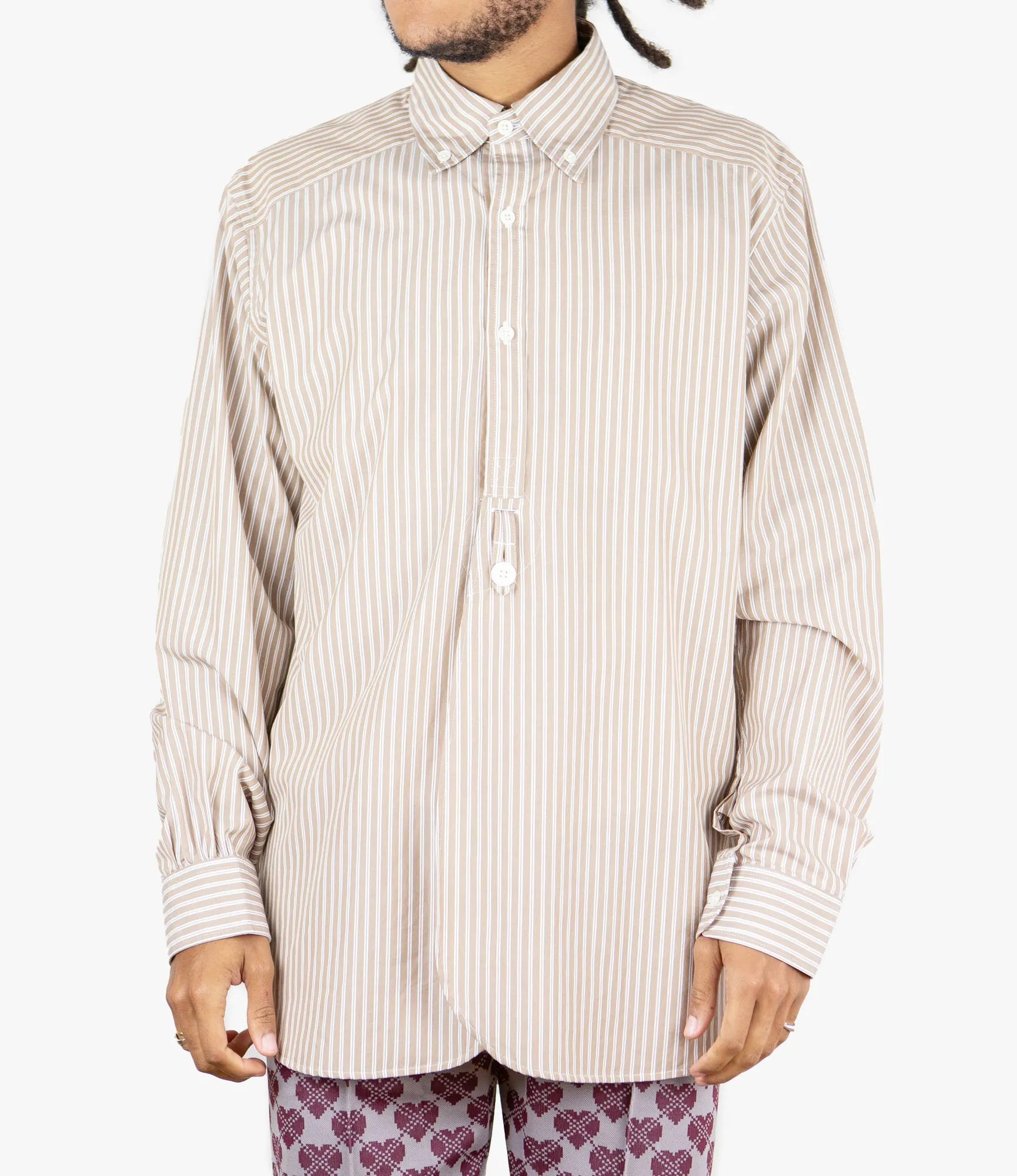 EDW Shirt – Mocha Cotton Stripe Cloth