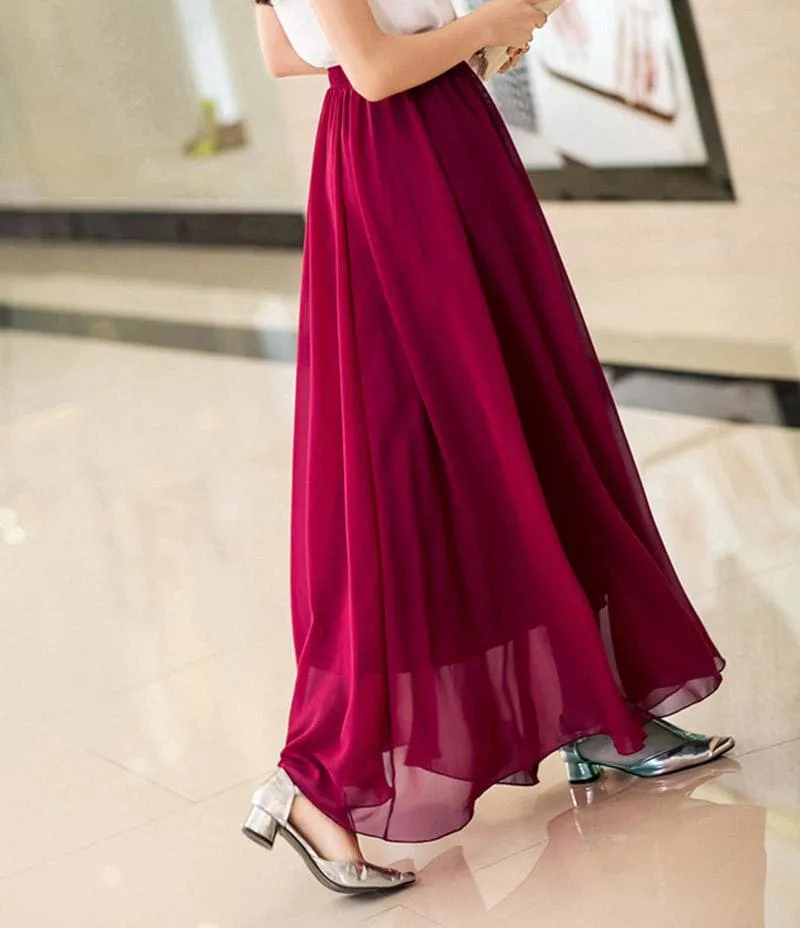 Elegant Chiffon Long Maxi Skirts