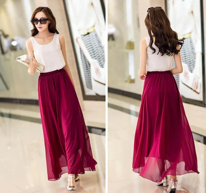 Elegant Chiffon Long Maxi Skirts