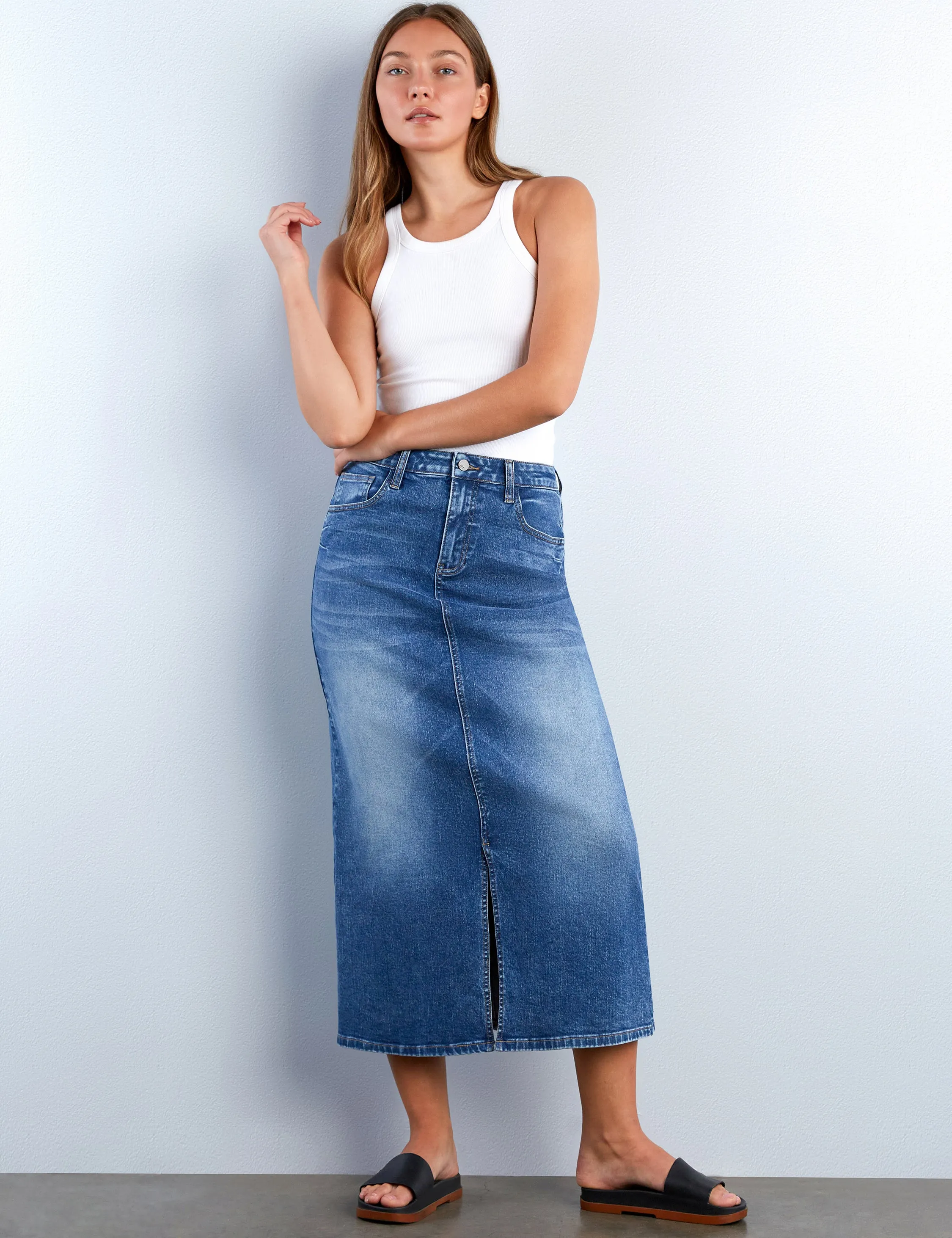 Fab Denim Maxi Skirt