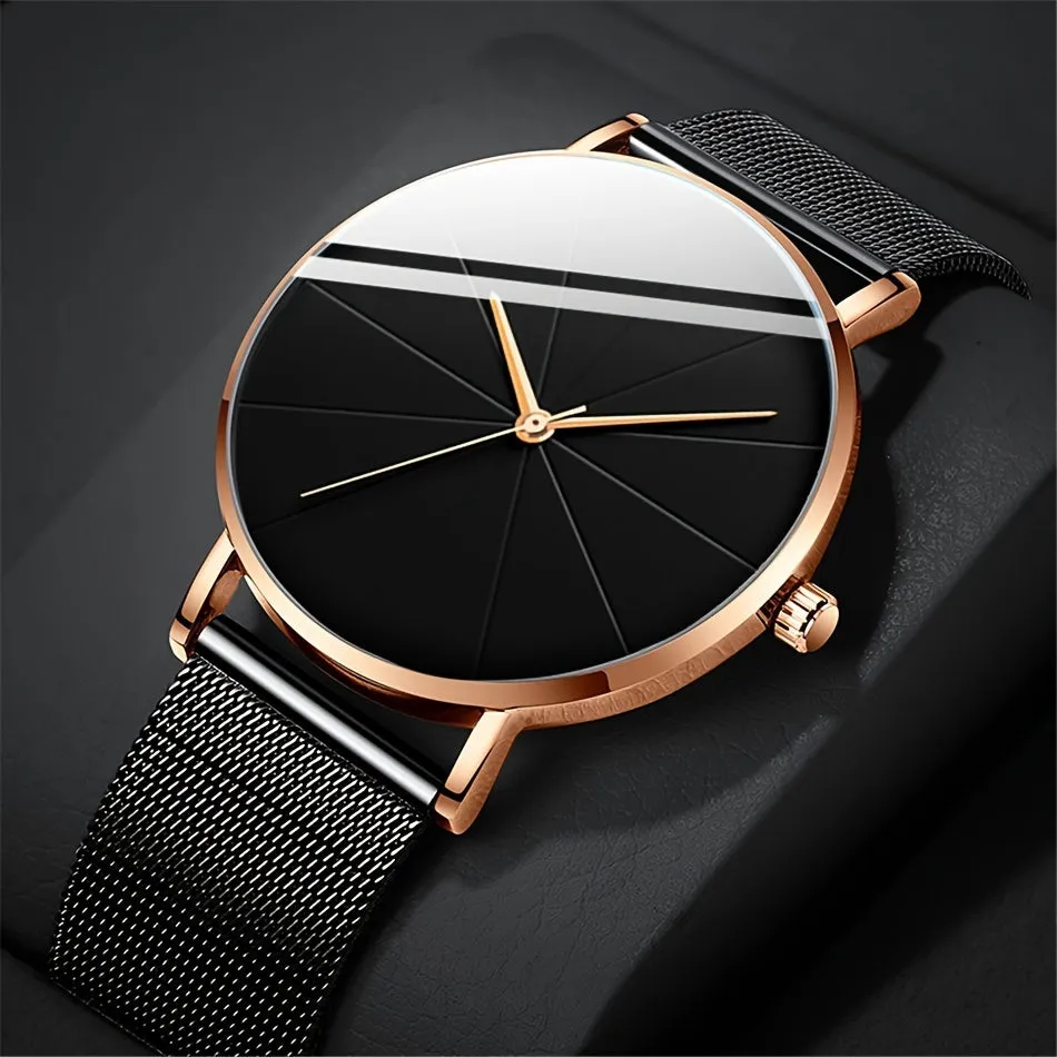 Fashionable Minimalist Quartz Stainless Steel Mesh Wrist Watch