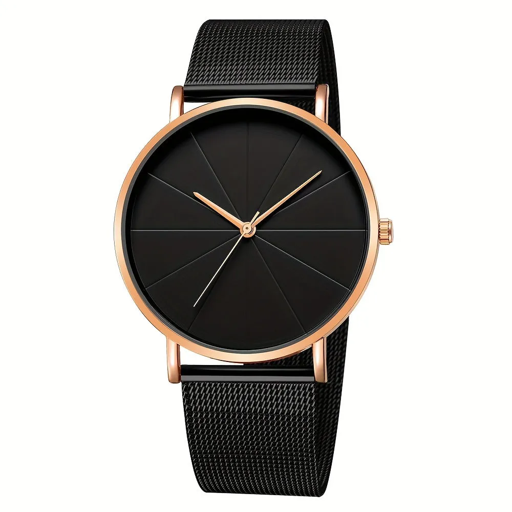 Fashionable Minimalist Quartz Stainless Steel Mesh Wrist Watch