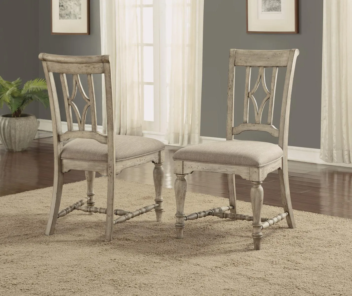 Flexsteel Wynwood Plymouth Upholstered Side Chair (Set of 2) in Gray