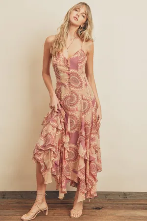 Frilled Handkerchief Maxi Dress