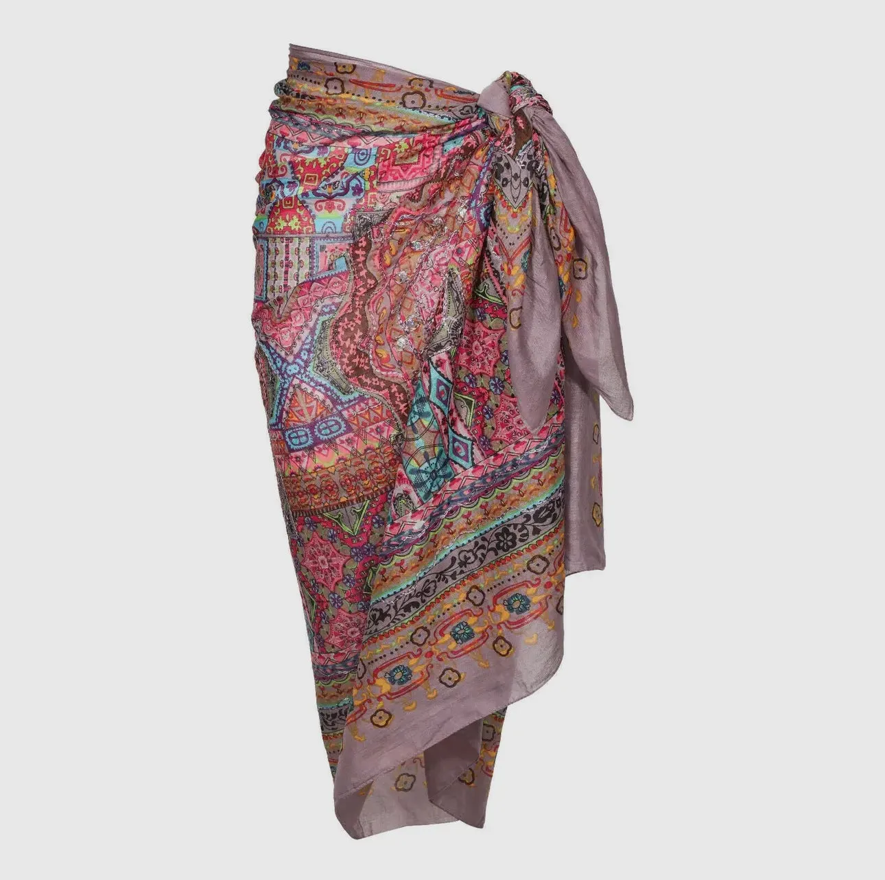 Geometric Metallic Embroidered Cotton Sarong