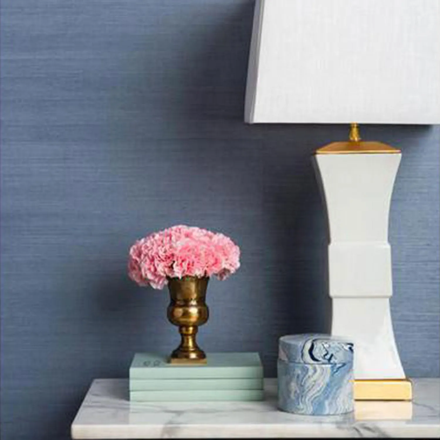 Grasscloth Wallpaper in Dusty Blue